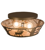 16"W Elk On The Loose Flush Mount