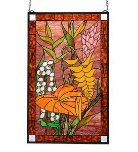 20"W X 32"H Tropic Floral Stained Glass Window