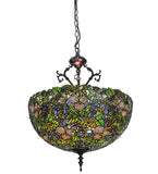 20"W Trillium & Violet Stained Glass Floral Inverted Pendant