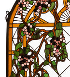 24"W X 36"H Grape Diamond Trellis Floral Stained Glass Window