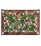 28"W X 18"H Acorn & Oak Leaf Lodge Stained Glass Window