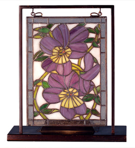 9.5"W X 10.53"H Pansies Lighted Mini Tabletop Window