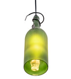 4"W Tuscan Vineyard Frosted Green Wine Bottle Mini Pendant