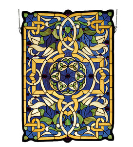 20"W X 28"H Gaelic Tapestry Stained Glass Window