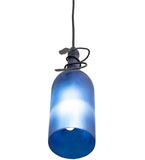 4"W Tuscan Vineyard Frosted Blue Wine Bottle Mini Pendant