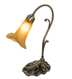 15"H Amber Pond Lily Accent Lamp