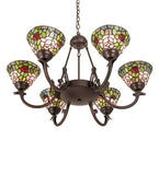 32"W Tiffany Rosebush 6 Lt Chandelier