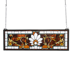 28"W X 9"H Beveled Ellsinore Transom Stained Glass Panel
