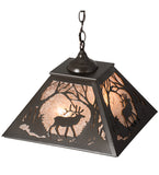 16"Sq Elk At Dawn Ceiling Pendant