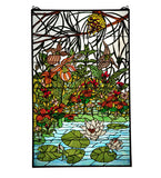 30"W X 48"H Woodland LilyPond Stained Glass Window