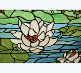 30"W X 48"H Woodland LilyPond Stained Glass Window