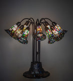 24"H Stained Glass Multicolored Pond Lily 10 Lt Table Lamp