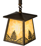 7"Sq Mountain Pine Rustic Lodge Mini Pendant
