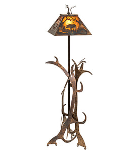 62" High Bear at Dawn Antlers Floor Lamp