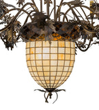 63"W Tiffany Greenbriar Oak 9 Arm Lodge Chandelier