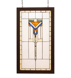 17"W X 30"H Prairie Wood Frame Stained Glass Window