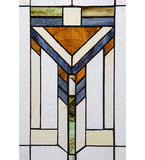 17"W X 30"H Prairie Wood Frame Stained Glass Window
