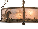 16"W Cowboy & Steer Southwest Wildlife Inverted Pendant