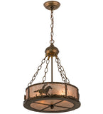 16"W Cowboy & Steer Southwest Wildlife Inverted Pendant