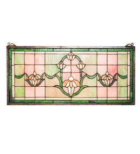 24"W X 11"H Tulips Transom Stained Glass Window