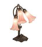16"H Pink Tiffany Pond Lily 3 Lt Accent Lamp