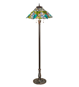 64"H Spiral Grape Stained Glass Floor Lamp