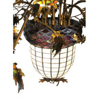 63"W Greenbriar Oak 9 Arm Stained Glass Chandelier