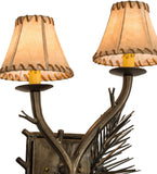 14"W Pine Wood 2 Lt Right Rustic Lodge Wall Sconce