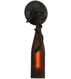 3"W Tuscan Vineyard Frosted Amber Wine Bottle Wall Sconce