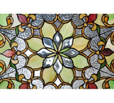 35"W X 35"H Front Hall Floral Stained Glass Window