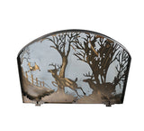 39.5"W X 30"H Deer On The Loose Arched Metal Fireplace Screen