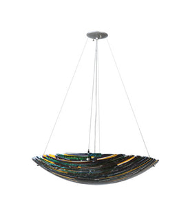 30"W Penna Di Pavone Fused Glass Contemporary Inverted Pendant