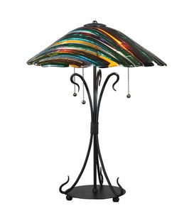 24"H Penna Di Pavone Fused Glass Table Lamp