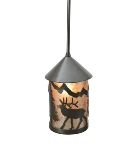 6"W Lone Elk Lantern Wildlife Mini Pendant