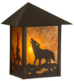 9"W Seneca Northwoods Wolf On The Loose Outdoor Sconce