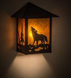 9"W Seneca Northwoods Wolf On The Loose Outdoor Sconce