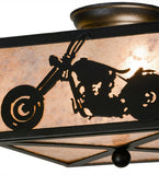10"Sq Motorcycle Rustic Lodge Flushmount