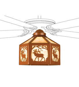 13"W Lone Elk Fan Light Shade