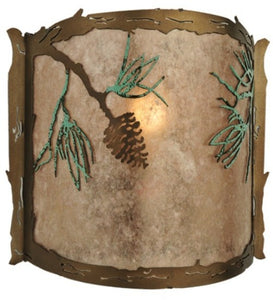 12"W Balsam Pine Rustic Lodge Wall Sconce