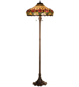 63.5" Tiffany Colonial Tulip Floral Stained Glass Floor Lamp