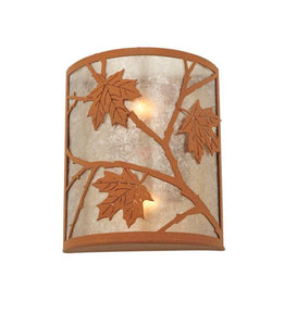 10"W Maple Leaf Rustic Lodge Wall Sconce