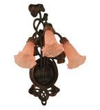 10.5"W Pink Pond Lily 3 Lt Victorian Wall Sconce