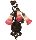 10.5"W Pink/White Pond Lily 3 Lt Victorian Wall Sconce