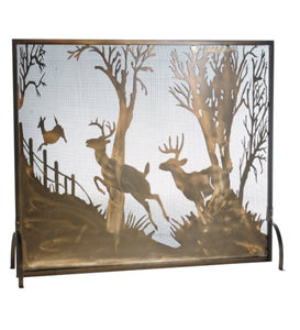44"W X 31.5"H Deer On The Loose Fireplace Screen