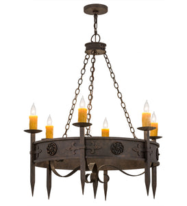 36"W Calandra 6 Lt Gothic Rustic Lodge Chandelier | Smashing Stained Glass & Lighting