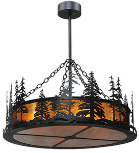 36"W Tall Pines Rustic Lodge Inverted Pendant