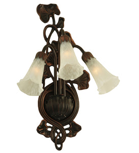 10.5"W White Pond Lily 3 Lt Tiffany Victorian Wall Sconce
