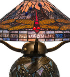  16"H Tiffany Hanginghead Dragonfly Cone Table Lamp