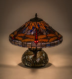  16"H Tiffany Hanginghead Dragonfly Cone Table Lamp