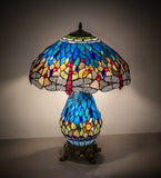 25.5"H Tiffany Hanginghead Dragonfly Lighted Base Table Lamp